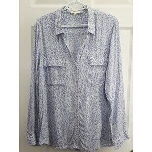 Aritzia Babaton Lavender Patterned Long Sleeve 100% Rayon Button Shirt Large